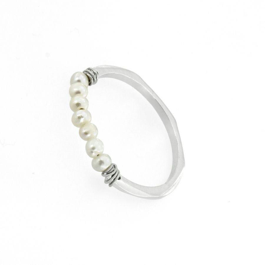 PEARLS AND SILVER RING