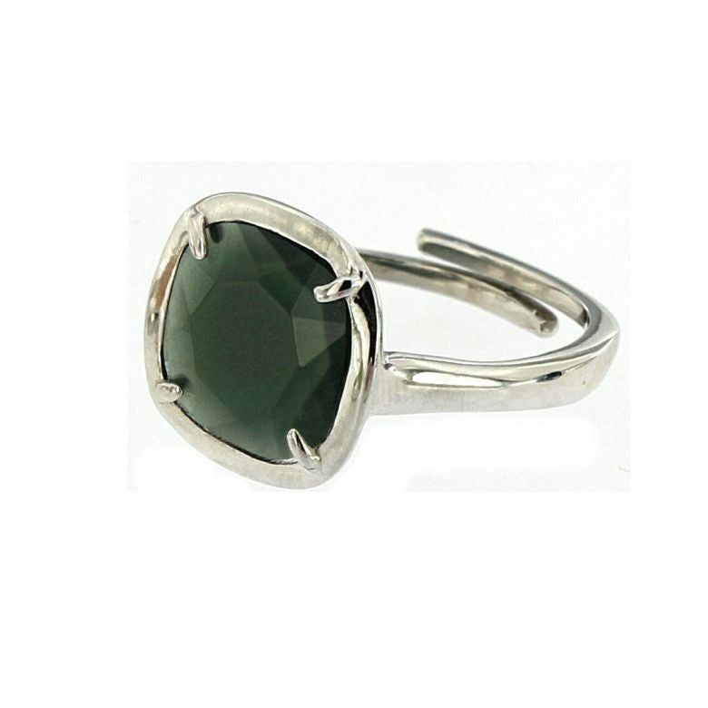 ANILLO CUADRADO ZINNIA VERDE OSCURO