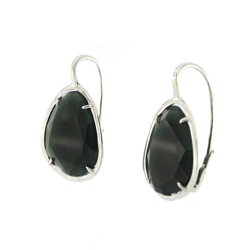 PENDIENTE GANCHO ZINNIA OVAL VERDE OSCURO