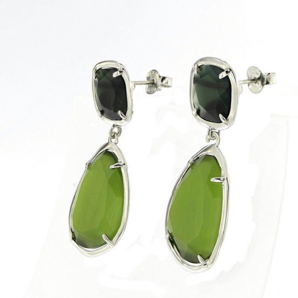 PENDIENTES ZINNIA DOBLES CRISTAL VERDE
