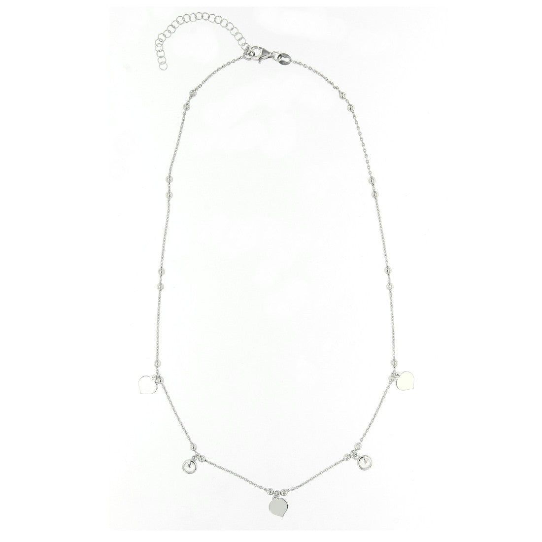 SILVER HEART NECKLACE WITH CRYSTALS