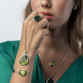 ANILLO ZINNIA CRISTAL OVALADO VERDE OSCURO