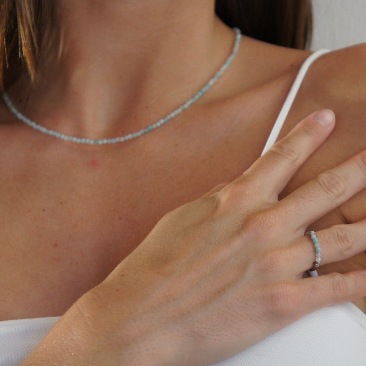 AMAZONITE AND SILVER RING