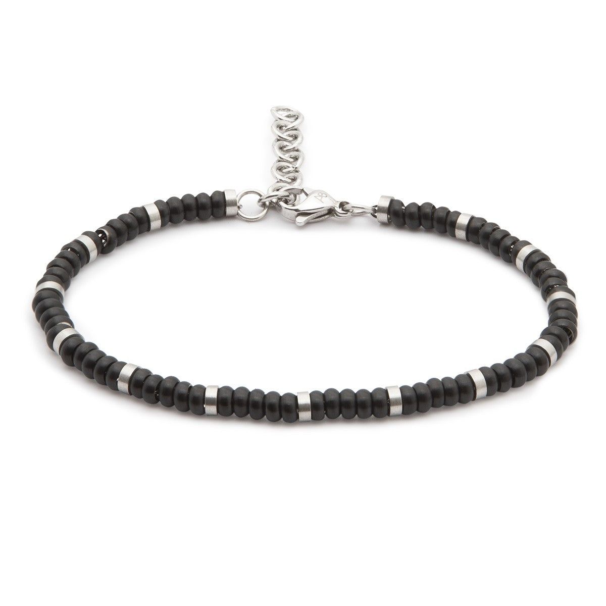 TWO-TONE STEEL BEAD BRACELET