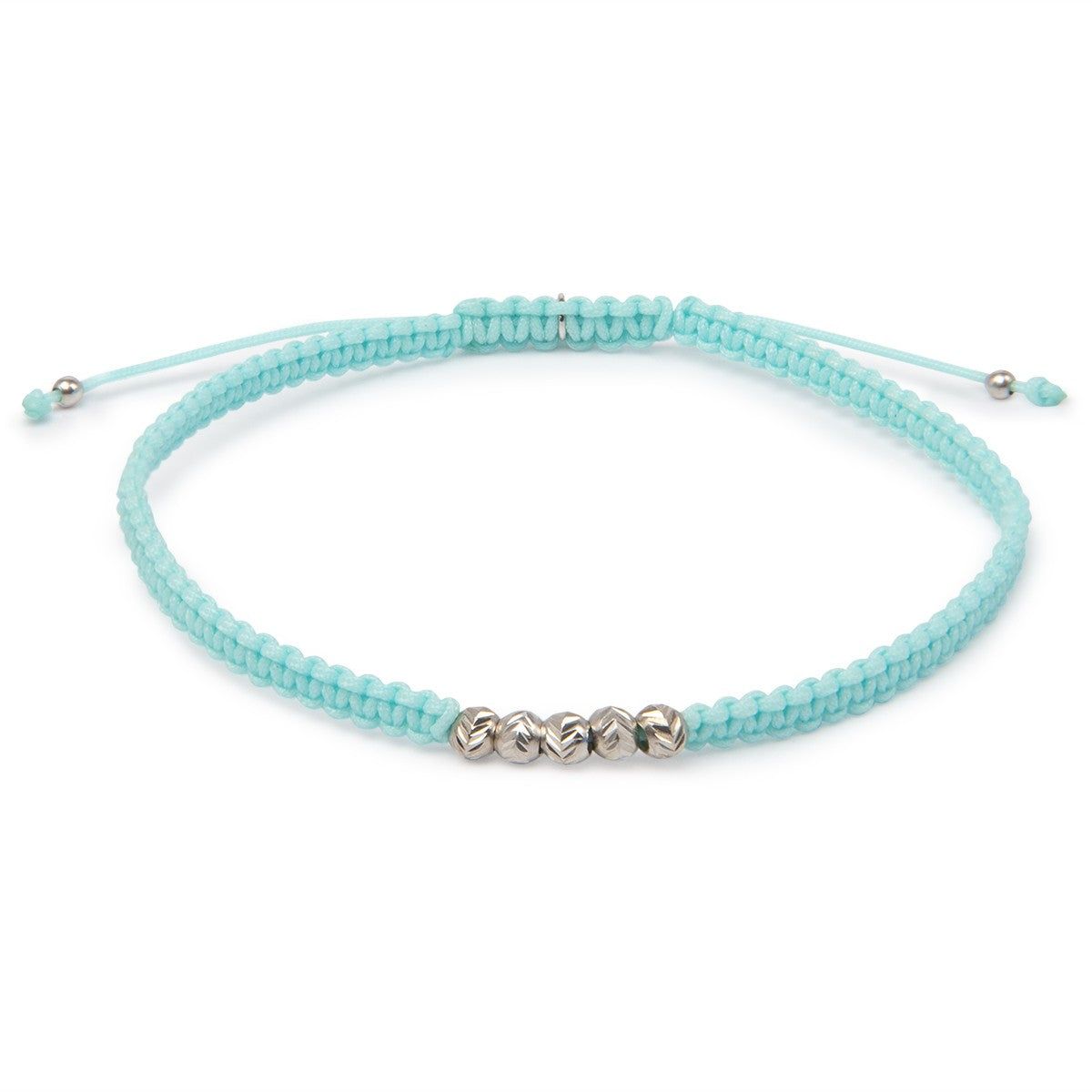 TURQUOISE AND SILVER CORD BRACELET 16CM