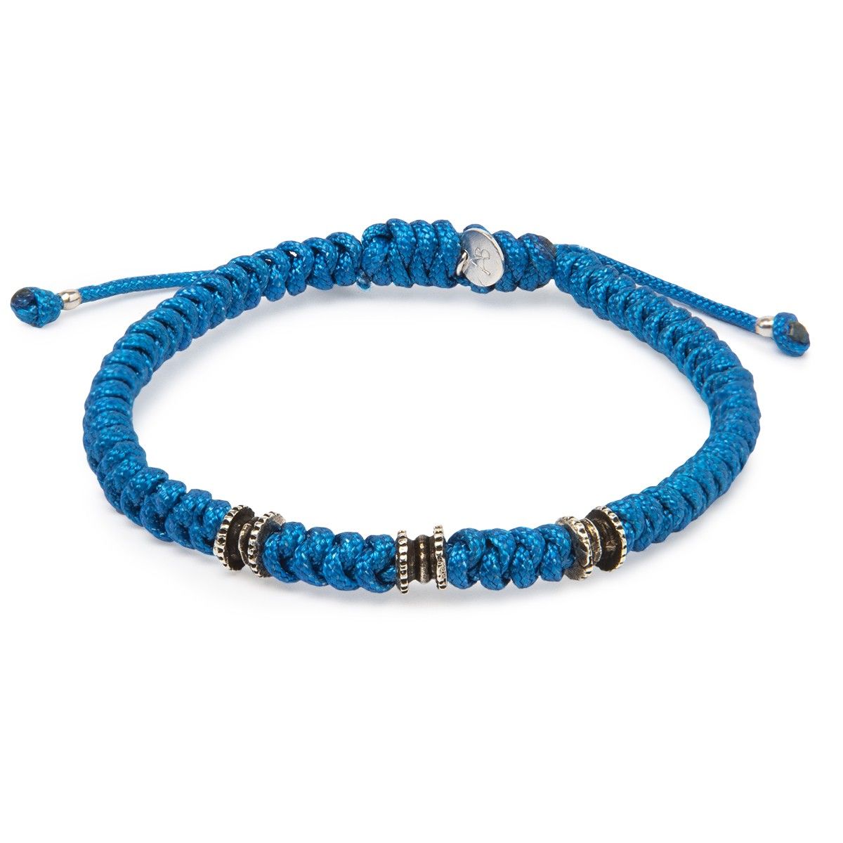 PULSERA CORDON AZUL Y PLATA 16CM