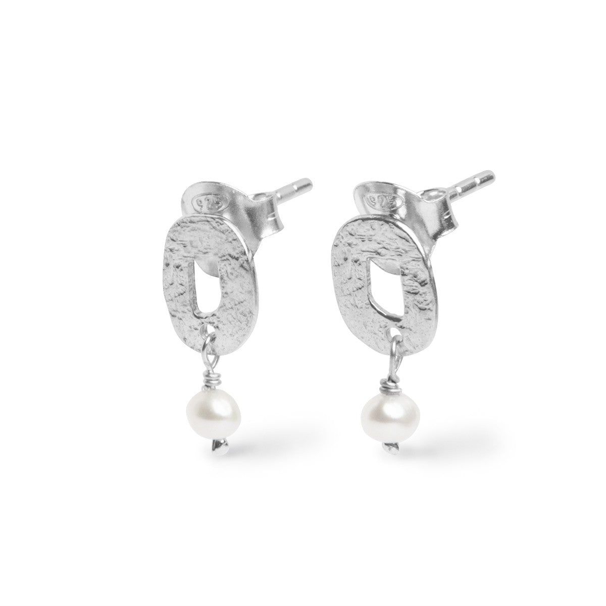 PENDIENTES PLATA OVALOS CON PERLA