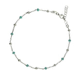 SILVER AND TURQUOISE ENAMEL BALL ANKLE BRACELET