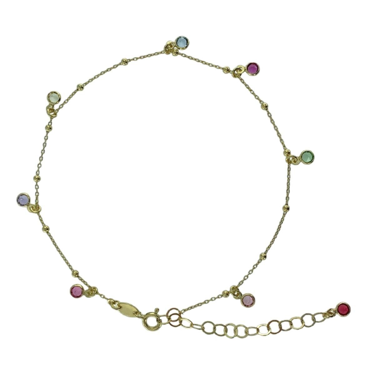 Bracelet De Cheville Coquelicot Et Coccinelle – Plaqué Argent 925 – Avec Zircon – Neuf