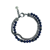 STEEL AND BLUE TIGER EYE BRACELET