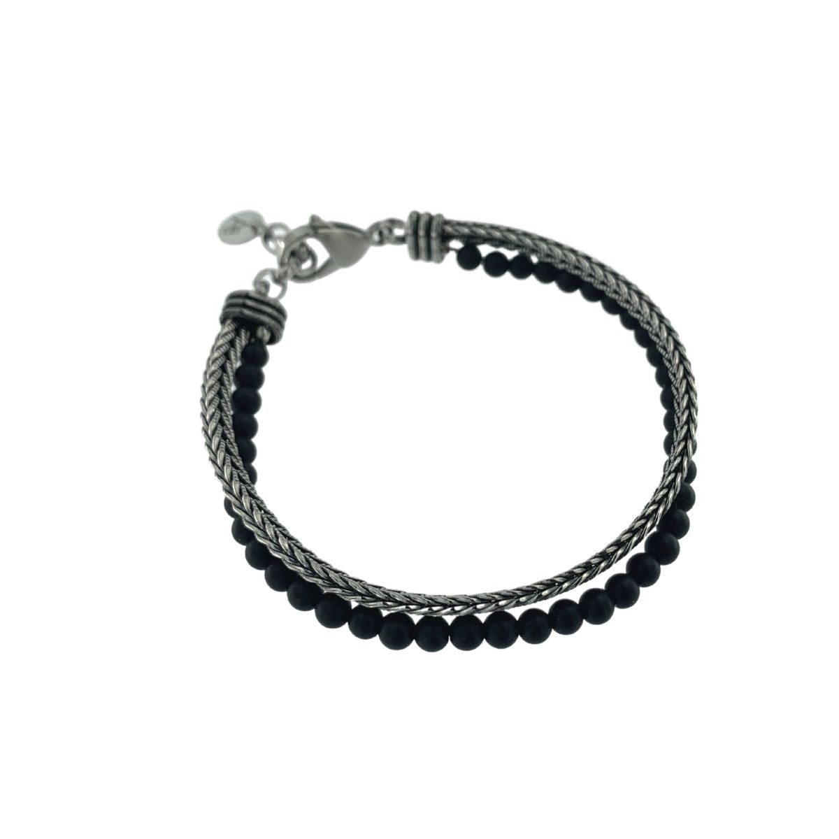 STEEL AND BLACK STONES BRACELET