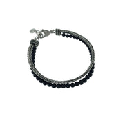 STEEL AND BLACK STONES BRACELET