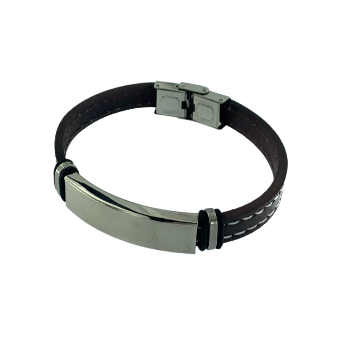 BRACELET EN CUIR MARRON AVEC SURPIQÛRES
