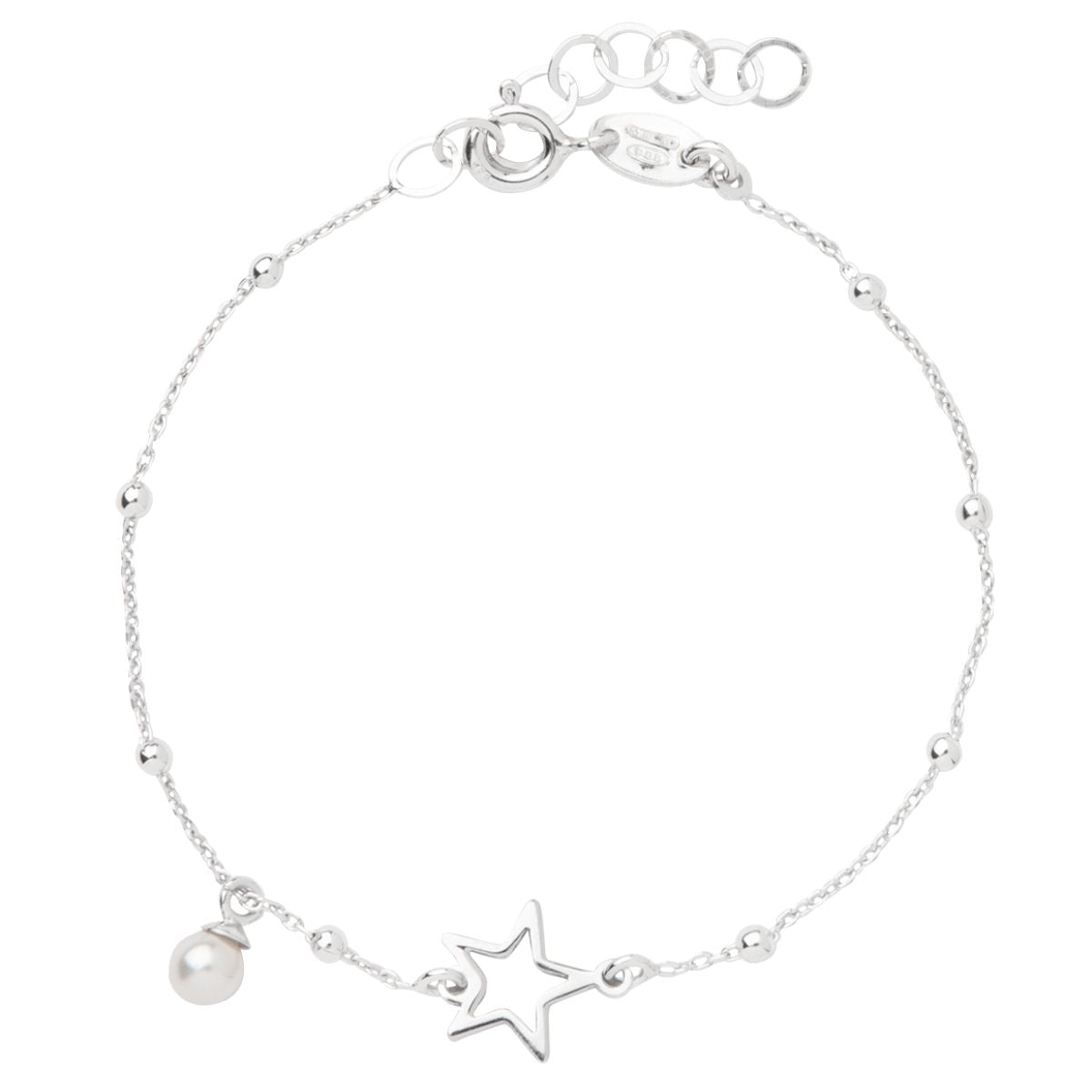 SILVER BUTTERFLY AND PEARL BRACELET