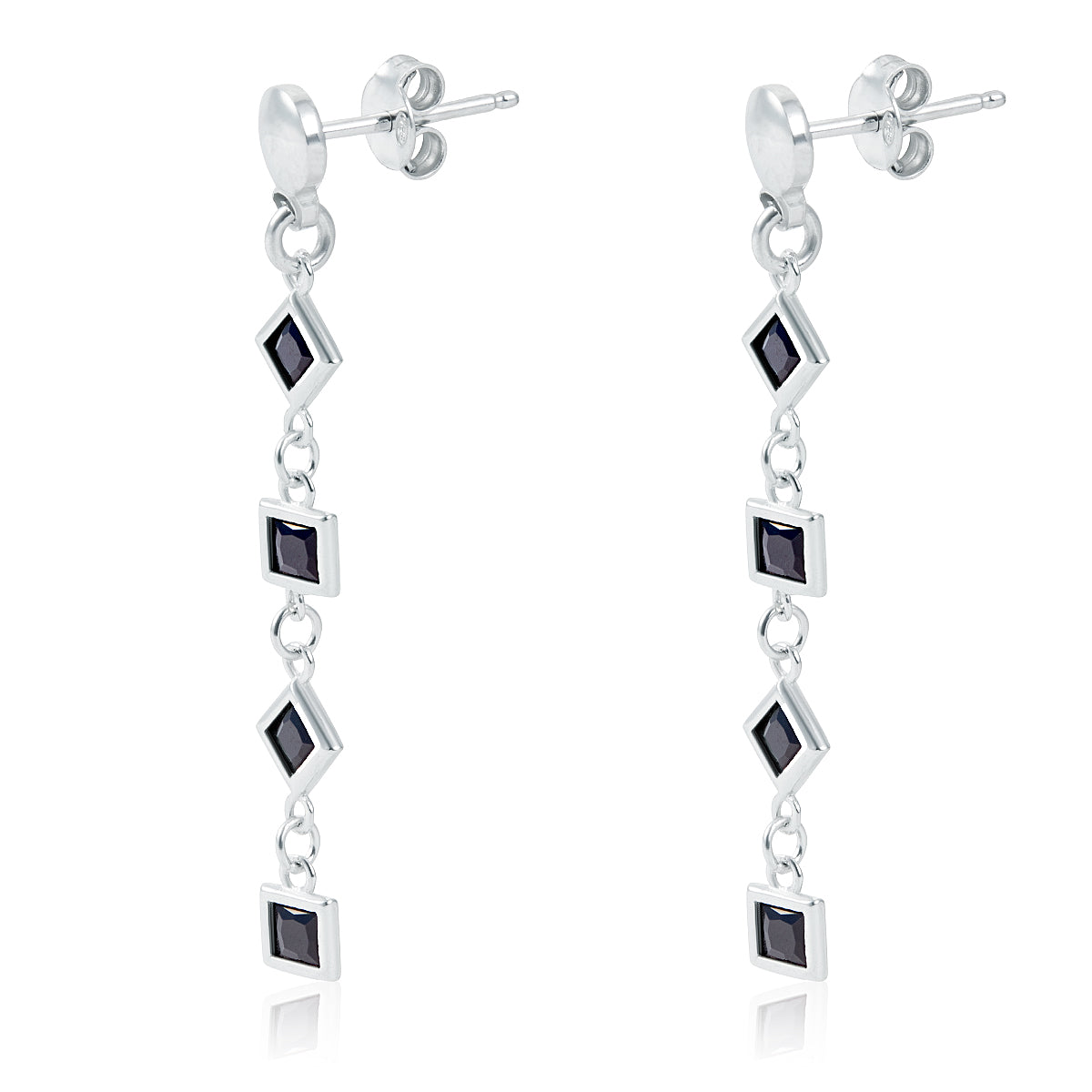 BOUCLES D'OREILLES CARRÉES ET FACETTES CRISTAL NOIR