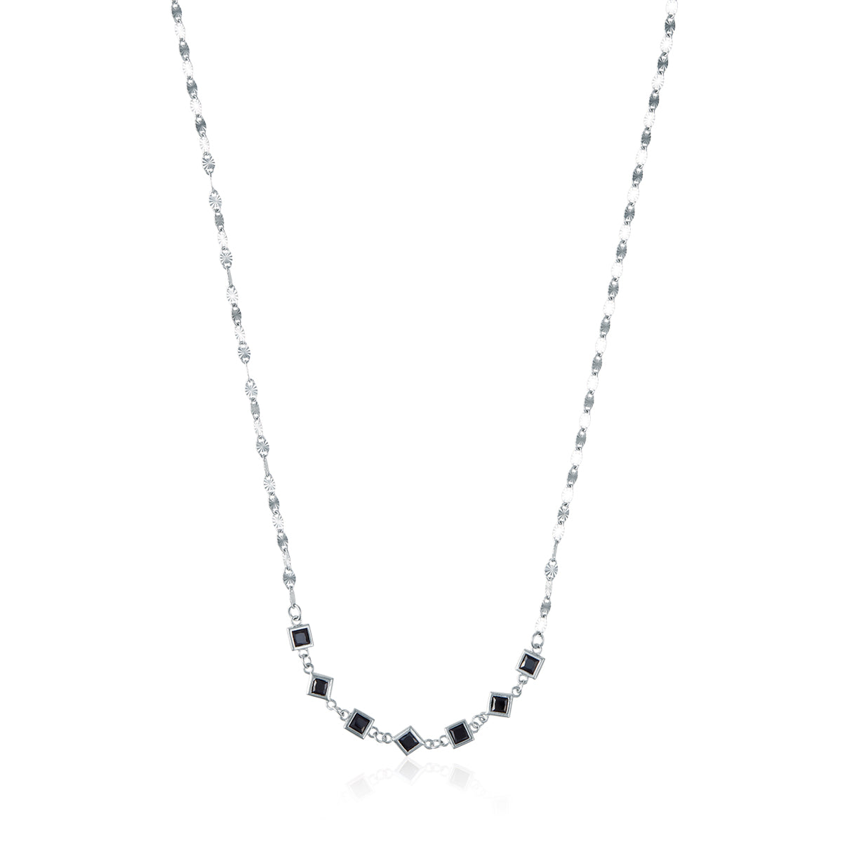 SQUARE AND FACETED BLACK CRYSTAL CHOKER