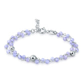 BRACELET LILAS DOUBLE BILLES D'ARGENT