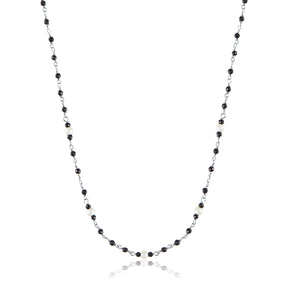 BLACK BEADS AND PEARLS NECKLACE