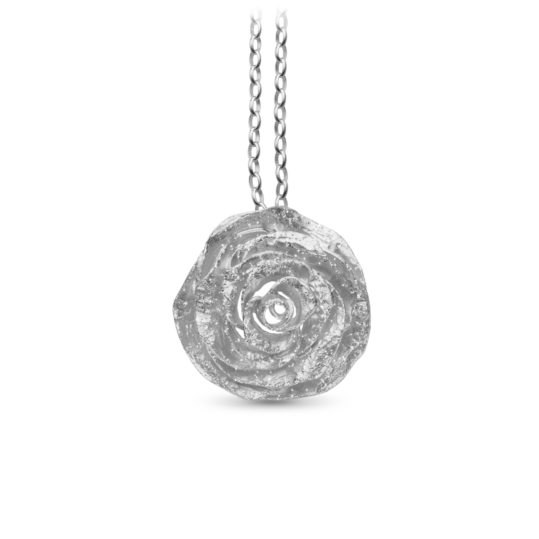 COLGANTE ROSA DE PLATA MATE