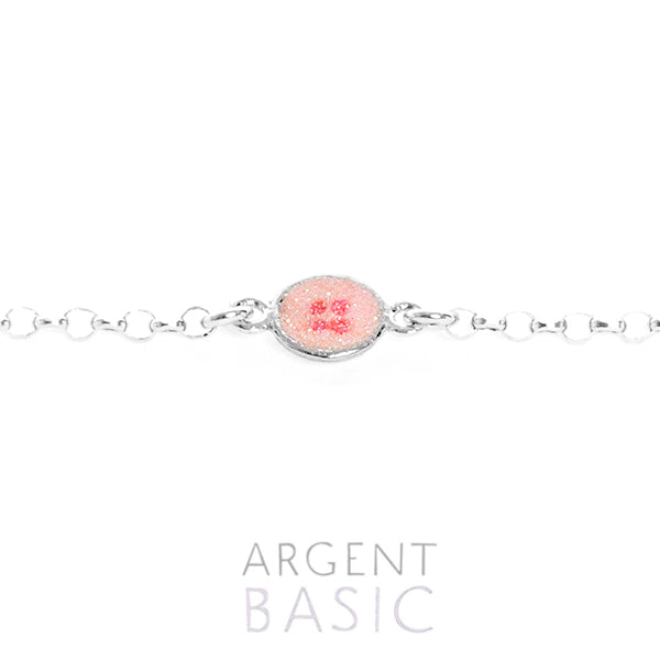 PULSERA KIDS PLATA Y ESMALTE ROSA
