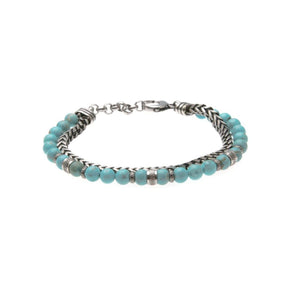 STEEL CHAIN ​​BRACELET WITH TURQUOISE BALLS