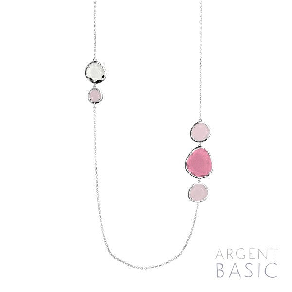 COLLAR PLATA Y CRISTAL ROSA