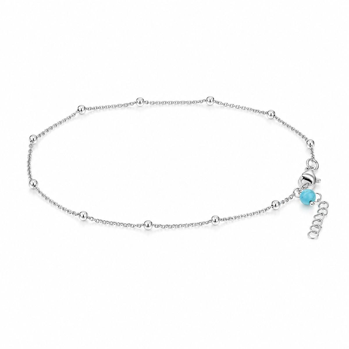 TURQUOISE BALL SILVER ANKLET