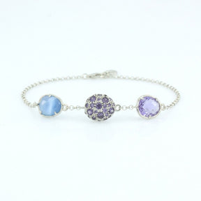 PULSERA CAPRI PLATA Y CRISTAL LAVANDA Y AZUL