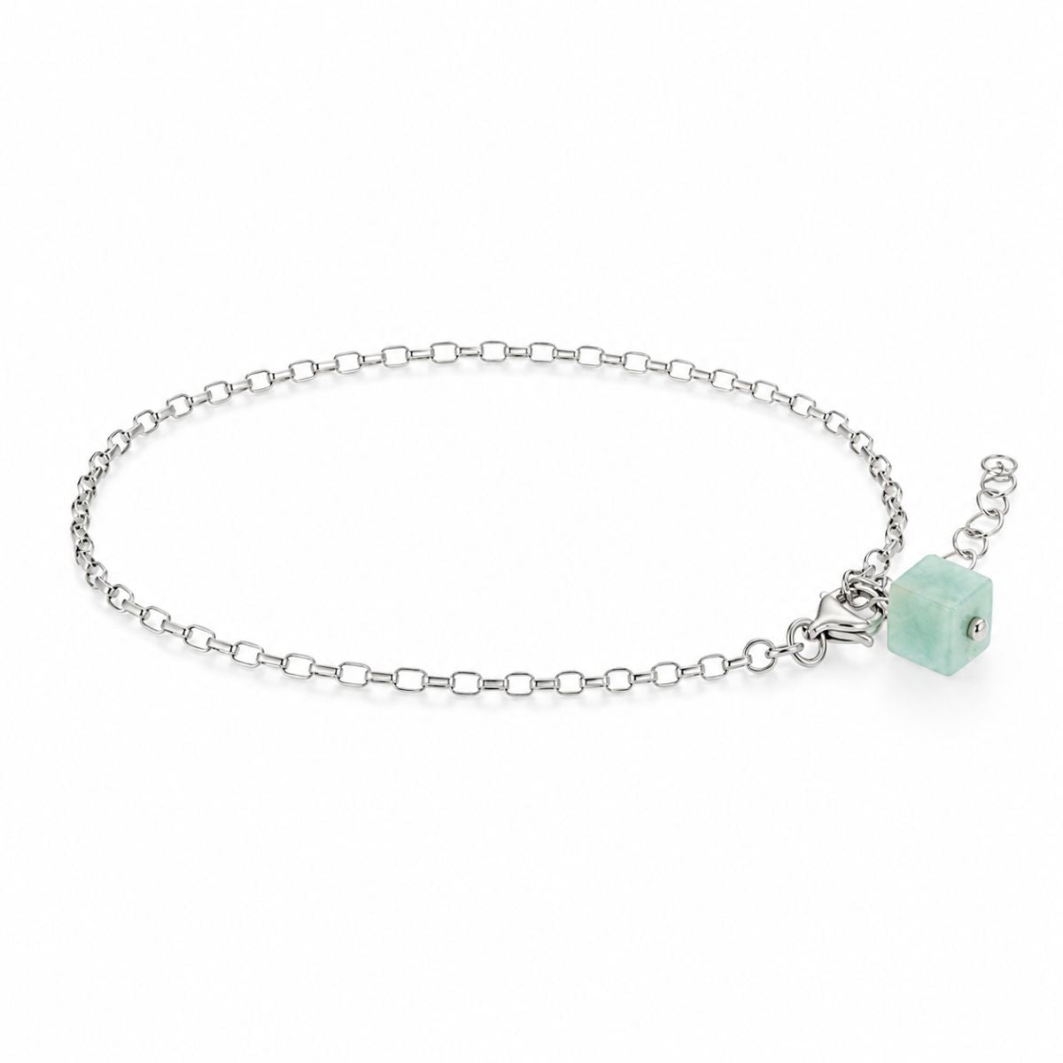 SILVER ANKLET WITH CHALCEDONY CUBE