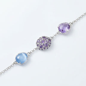 PULSERA CAPRI PLATA Y CRISTAL LAVANDA Y AZUL
