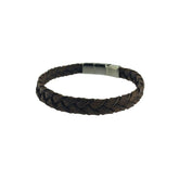 BRAIDED BROWN LEATHER BRACELET WITH MAGNETIC CLOSURE