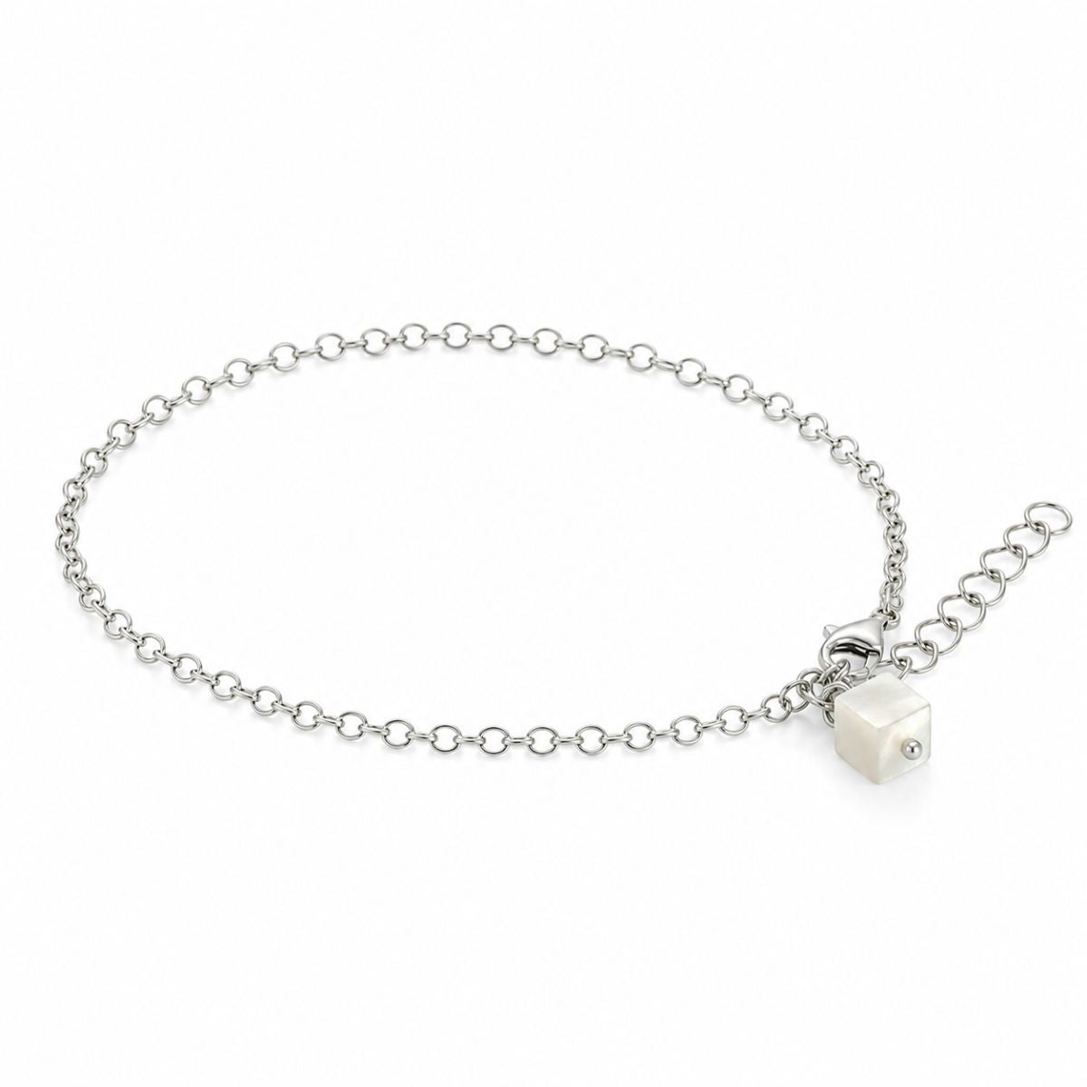 SILVER ANKLE BRACELET WITH MOTHER OF PEARL