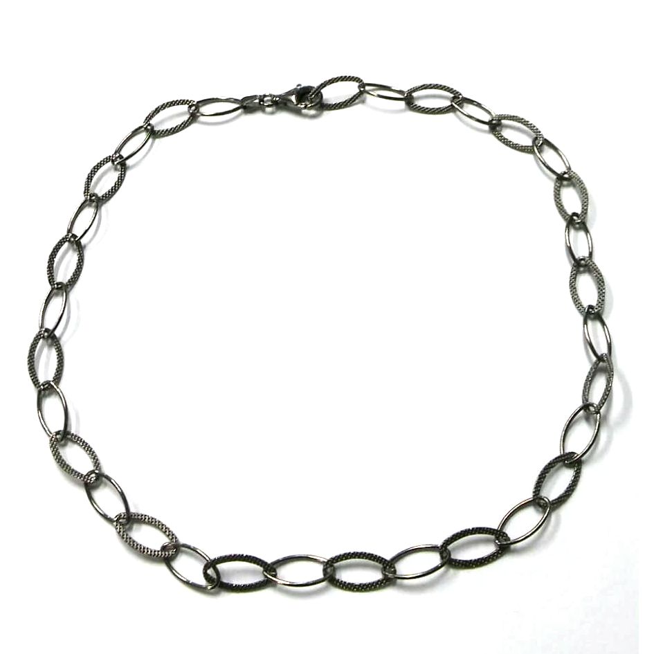 SILVER AND RUTHENIUM LINKS NECKLACE