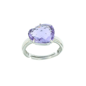 SILVER AND LAVENDER CRYSTAL CAPRI RING