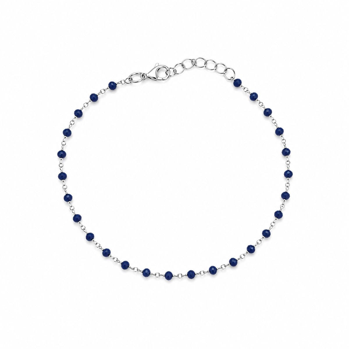 TOBILLERA INFANTIL PLATA CON BOLITAS AZULES