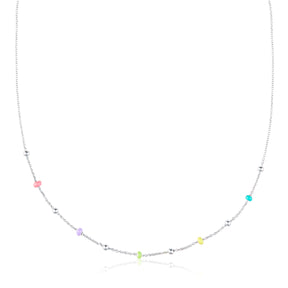 NECKLACE WITH 5 ENAMELED BRIGHT BEADS