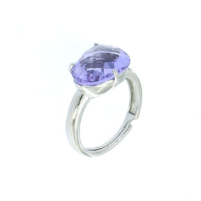 SILVER AND LAVENDER CRYSTAL CAPRI RING