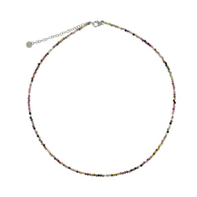 MIX TOURMALINE NECKLACE WITH SILVER CLASP