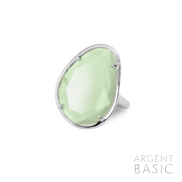 ANILLO OVALADO COLORS PLATA Y CRISTAL GREENERY