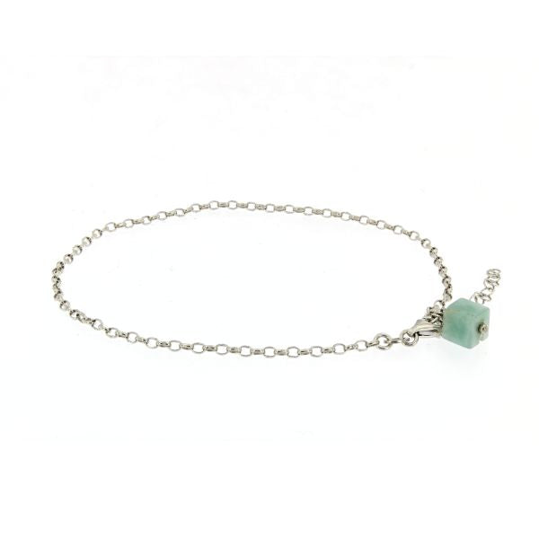 SILVER ANKLET WITH CHALCEDONY CUBE