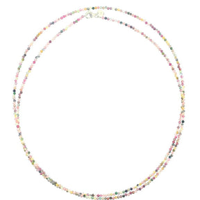 LONG MIX TOURMALINE NECKLACE WITH SILVER CLASP