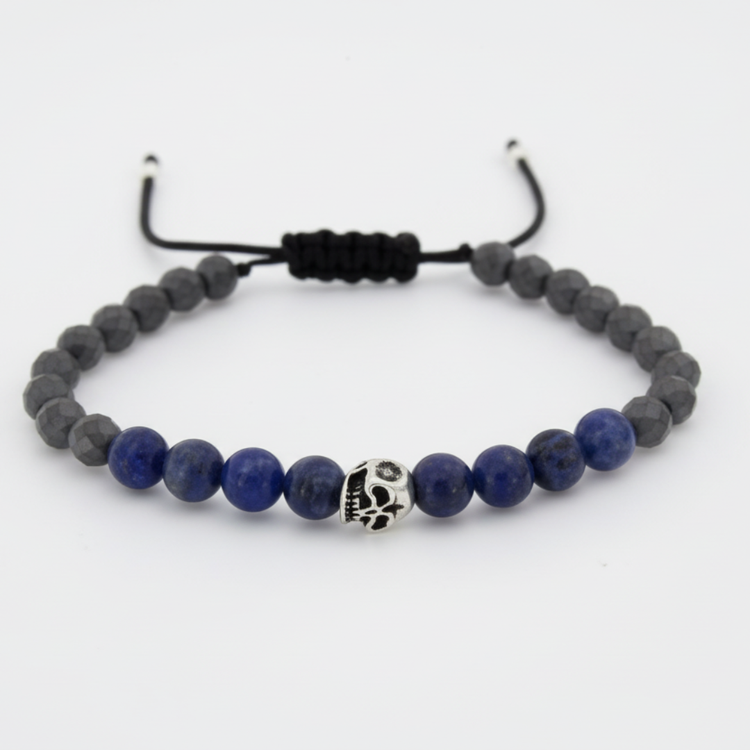BRAÇALET DE SODALITA Y HEMATITES