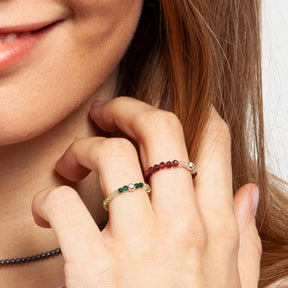 ANILLO GRANATES Y JADES