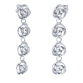 PENDIENTES LARGOS MINI ROSAS DE PLATA