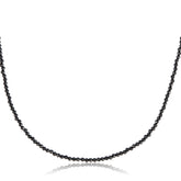 COLLIER SPINELLE NOIR AVEC FERMOIR EN ARGENT