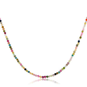LONG MIX TOURMALINE NECKLACE WITH SILVER CLASP
