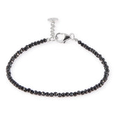 BLACK SPINEL BRACELET WITH SILVER CLASP