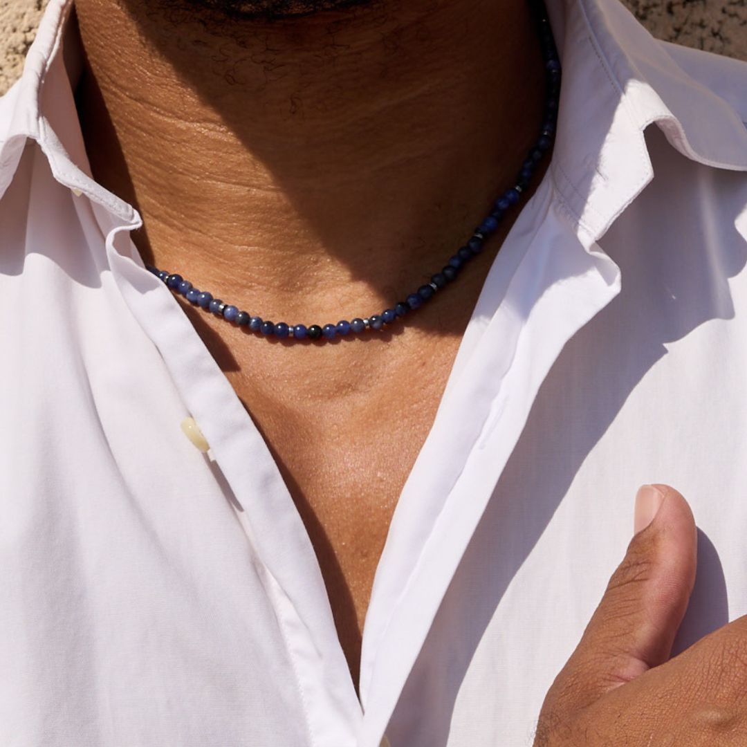 BLUE STONES BALLS NECKLACE