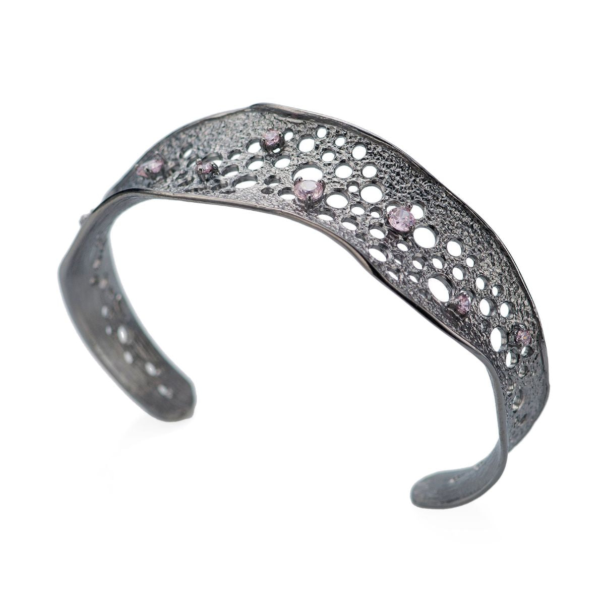 BRACELET RIGIDE NOIR RHODIUM ET ZIRCONE
