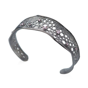 PULSERA RÍGIDA RODIO NEGRO Y CIRCONITAS